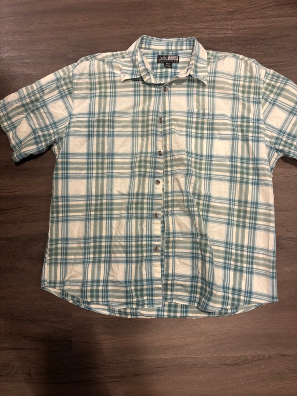 Teal Plaid Short-Sleeve Button-Down Shirt